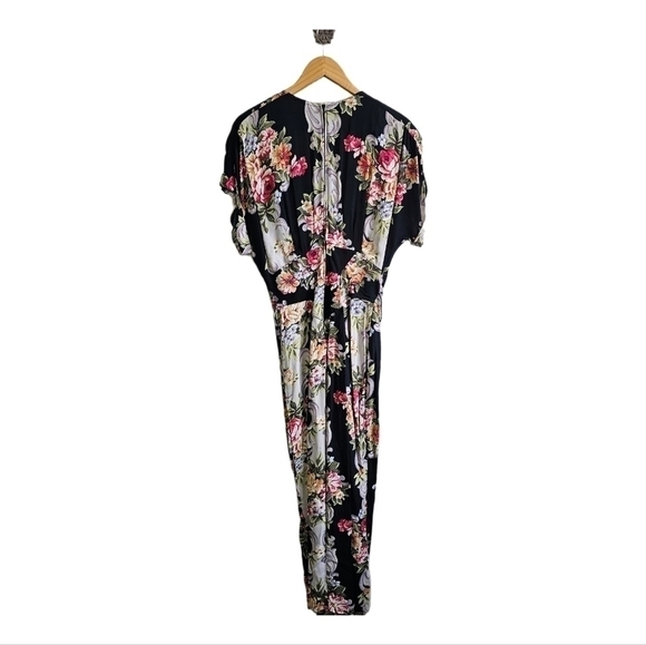 80s Vintage Karen Alexander floral black maxi dress size 12 - Picture 11 of 12